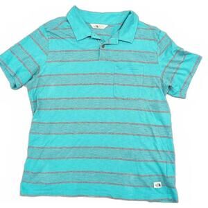 The North Face Striped Teal & Gray Polo Shirt Size XL X-Large